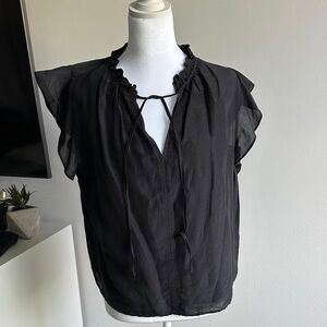 Velvet by Graham & Spencer Black Tie-Neck Blouse